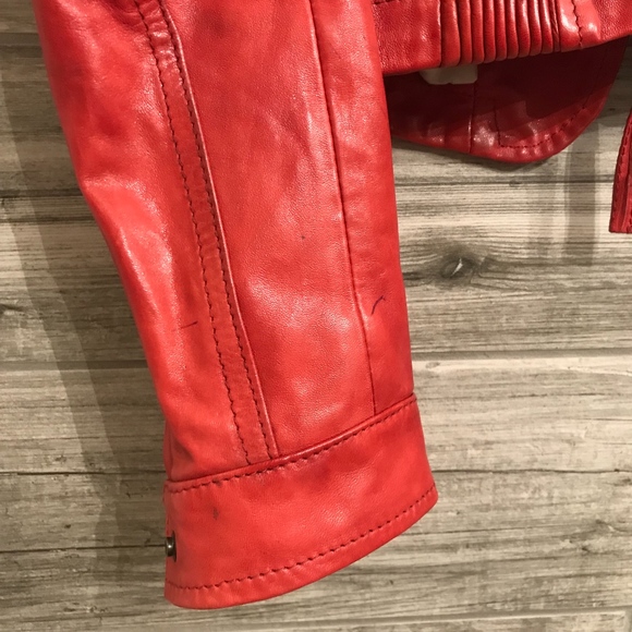 DSquared2 Red Leather Biker Jacket Size 40 / XS - Picture 7 of 8